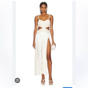 PatBo Pearl Beaded Fringe Beach Dress